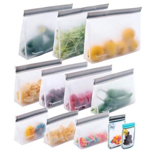 12 reusable food storage bags,stand up reusable freezer bags,snack,lunch,sandwich ba