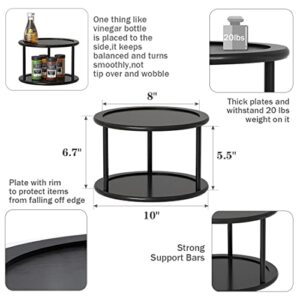 Lazy Susan Spice Rack Organizer - 2 Tier Bamboo Wooden Turntable for Cabinet,10 Inch Black