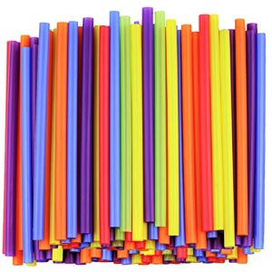 [200 pack] jumbo smoothie straws – 8.5″ high assorted colors milkshake straws