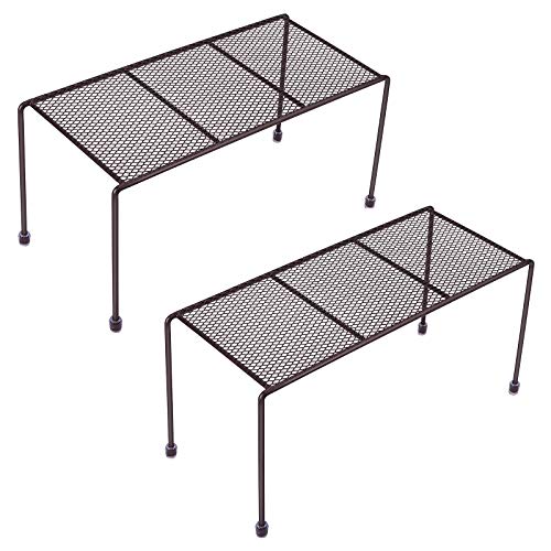 SIBAO Mesh Kitchen Shelves, Cabinet Organization Mini Storage Shelf,Set of 2 (Bronze)