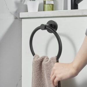 SetSail Towel Holder for Bathroom Wall Matte Black Towel Ring 304 Stainless Steel Hand Towel Holder Heavy Duty Towel Hanger for Bath, Kitchen