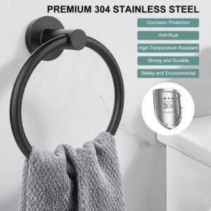 SetSail Towel Holder for Bathroom Wall Matte Black Towel Ring 304 Stainless Steel Hand Towel Holder Heavy Duty Towel Hanger for Bath, Kitchen