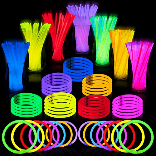 JOYIN 144 Pcs Glow Sticks Bulk 8" Glowsticks, Glow Stick Bracelets Necklaces, Glow in the Dark Neon Party Supplies, Easter, Christmas, Halloween Party Supplies Pack, Football Party Supplies