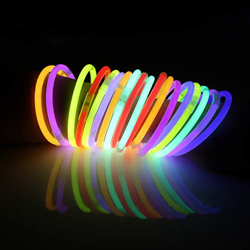 JOYIN 144 Pcs Glow Sticks Bulk 8" Glowsticks, Glow Stick Bracelets Necklaces, Glow in the Dark Neon Party Supplies, Easter, Christmas, Halloween Party Supplies Pack, Football Party Supplies