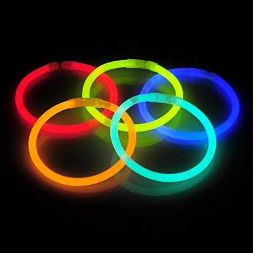 JOYIN 144 Pcs Glow Sticks Bulk 8" Glowsticks, Glow Stick Bracelets Necklaces, Glow in the Dark Neon Party Supplies, Easter, Christmas, Halloween Party Supplies Pack, Football Party Supplies