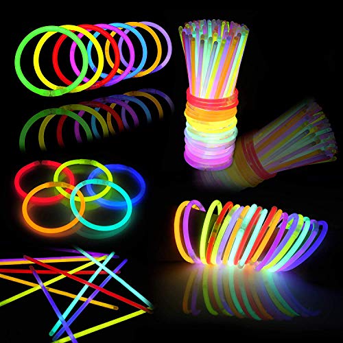 JOYIN 144 Pcs Glow Sticks Bulk 8" Glowsticks, Glow Stick Bracelets Necklaces, Glow in the Dark Neon Party Supplies, Easter, Christmas, Halloween Party Supplies Pack, Football Party Supplies