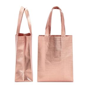 Sparkle and Bash Non Woven Reusable Tote Bags, Rose Gold Gift Bags with Handles (10x8 In, 20 Pack)