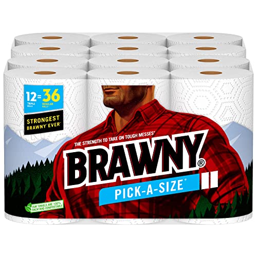 Brawny® Pick-A-Size® Paper Towels, 12 Triple Rolls = 36 Regular Rolls