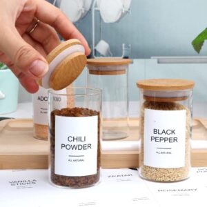 Encheng Glass Spice Jars with Bamboo Lids,3 OZ Glass Seasoning Container with Labels,Clear 30 Pack Small Glass Jars for Kitchen,Spice,Herb,Sugar