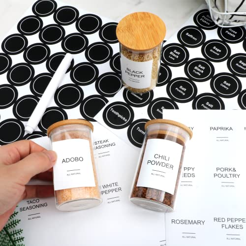 Encheng Glass Spice Jars with Bamboo Lids,3 OZ Glass Seasoning Container with Labels,Clear 30 Pack Small Glass Jars for Kitchen,Spice,Herb,Sugar