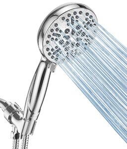 shower head with handheld high pressure-full body coverage powerful rain showerhead with extra 60″ long hose and adjustable brass joint holder- the perfect detachable shower heads for bathroom upgrade