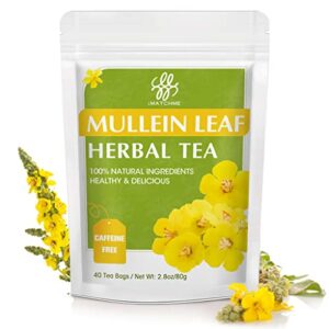 mullein leaf tea – respiratory and lung cleanse herbal tea, caffeine free, 40 tea bags