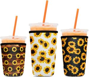 3 pack reusable coffee sleeves – tall/grande, venti, trenta – p.lotor soft cups – iced coffee cozy insulator – neoprene holder for dunkin donuts coffee, mcdonalds coffee, mccafe coffee, starbucks j