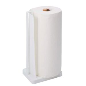 yamazaki home one-handed tear paper towel holder – kitchen storage rack, steel + wood, no assembly req.
