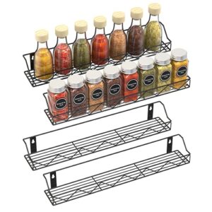 bextsrack spice rack organizer for cabinets, 4 pack wall mounted spice seasoning jars shelf storage organizer for cupboard, pantry door, black