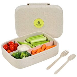 eco-life home design bento box – eco friendly, leakproof bento lunch box. five compartment, wheat fiber bento box for kids and adults. microwave and freezer friendly edo box