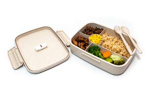 Eco-Life Home Design Bento Box - Eco Friendly, Leakproof Bento Lunch Box. Five Compartment, Wheat Fiber Bento Box for Kids and Adults. Microwave and Freezer Friendly Edo Box