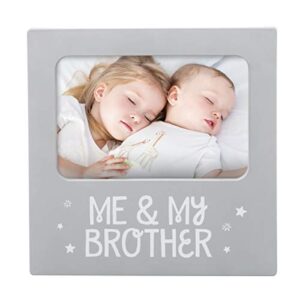 tiny ideas me & my brother picture frame, nursery décor, gender-neutral baby frame, perfect siblings gift, baby keepsake picture frame, 4″ x 6″ frame, gray