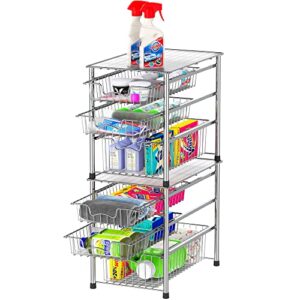 Simple Houseware Stackable 3 Tier Sliding Basket Organizer Drawer, Chrome