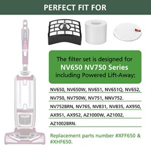 4+2 Pack NV752 AZ1002 Replacement Filters Set for Shark NV650 NV750 Series Shark Rotator Powered Lift-Away NV650, NV650W, NV651, NV652, NV750W, NV751, NV752, NV831, NV835, AX950, AX951, AX952, ZU632, AZ1000W, AZ1002, AZ1002BRN, Replaces XFF650 & XHF650