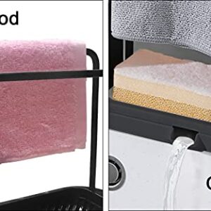 3 in 1 Sponge Holder Sink Caddy, Dish Cloth Hanger + Soap Rack + Sink ，with Drain Pan, for Kitchen Sink or Bathroom Storage,Sponge Brush Soap Dish Dishcloth RackStopper Holder