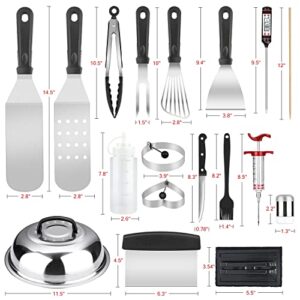 Griddle Accessories Kit, 135 Pcs Griddle Grill Tools Set for Blackstone and Camp Chef, Professional Grill BBQ Spatula Set with Basting Cover, Spatula, Scraper, Bottle, Tongs, Egg Ring
