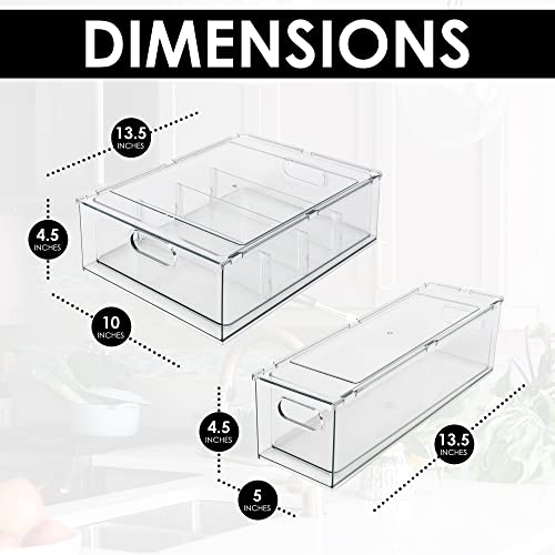 JRA products Pack of 3 Fridge Organizer with Pull-out Drawers Large Stackable Refrigerator Organizer Bins Set with Handles Clear Pantry Storage Bins for Kitchen, Freezer, and Cabinet