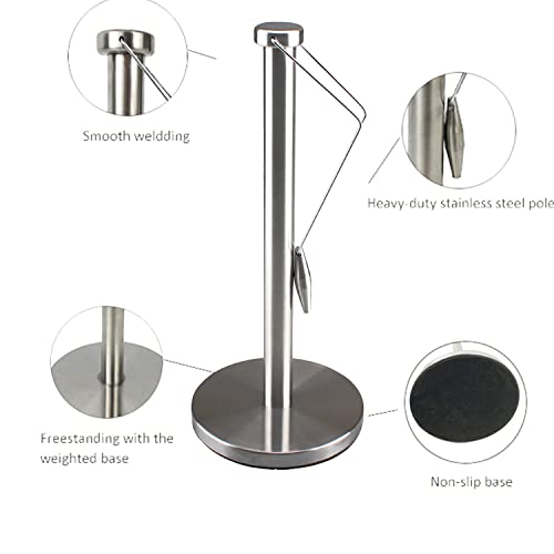 aZugo Standing Paper Towel Holder Countertop, Weighted Base Easy to Tear Paper Towel Dispenser Fits for Kitchen Bathroom Paper Towel Holder