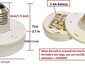 2 Pack Battery Operated Light Bulbs for Lamps with Remote,Replacement AA Battery Light Bulbs,Battery Powered LED Puck Lights With E26 Screw in for Non Electric Wall Sconce and Pendant light Fixture