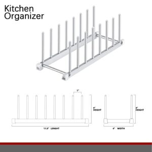 Aluminum Dish Plates Holder, Pot Lid Holder Organizer Bowl Cup Book Cutting Board, Drying Rack Stand Drainer Storage Holder, Rust Proof Organizer of Kitchen Cabinet (Silver)