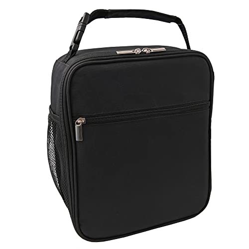 Lunch Bag For Women & Men, Reusable Insulated Cooler Lunch Bag,Durable Spacious And Easy To Clean Lunch Bag,Leakproof Portable Lunch Box With Pocket And Clip On Handle,For Office Work School (Black)