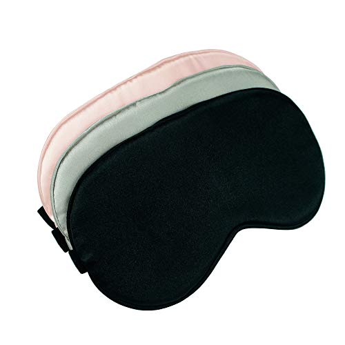 Sleep Mask, Super Soft Eye Masks with Adjustable Strap, Lightweight Comfortable Blindfold,Perfect Blocks Light for Men Women(1Black 1Gray 1Pink)