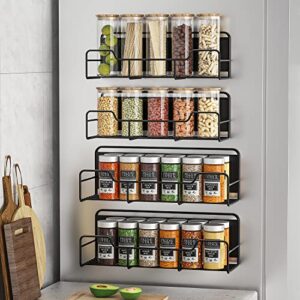 chicoop 4 pack magnetic spice rack for refrigerator, magnetic fridge organizer, black metal fridge shelf for refrigerator and microwave oven