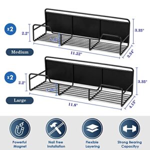 Chicoop 4 Pack Magnetic Spice Rack for Refrigerator, Magnetic Fridge Organizer, Black Metal Fridge Shelf for Refrigerator and Microwave Oven