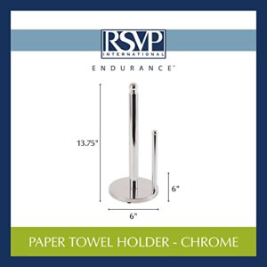 RSVP International Kitchen Collection Countertop Paper Towel Holder, 6x13.75, Chrome