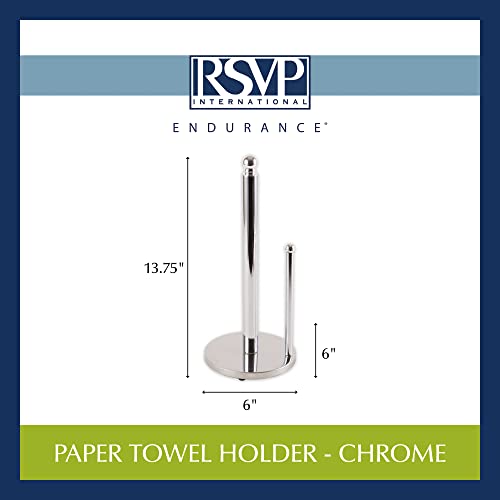 RSVP International Kitchen Collection Countertop Paper Towel Holder, 6x13.75, Chrome