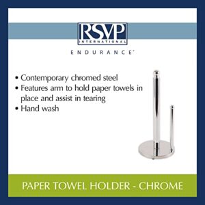 RSVP International Kitchen Collection Countertop Paper Towel Holder, 6x13.75, Chrome