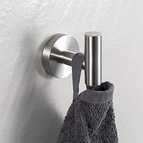 YGIVO 2 Pack Towel Hooks, Brushed Nickel SUS304 Stainless Steel Coat Robe Clothes Hook Modern Wall Hook Holder for Bathroom Kitchen Garage Hotel Wall Mounted (Brushed Nickel)