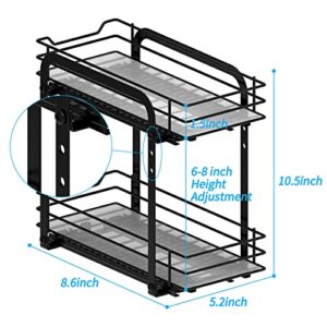 BOIVSHI 2-Tier Spice Rack, Pull Out Cabinet Organizer Spice Racks Height Adjustable Heavy Duty Metal Basket for Inside Cabinets & Pantry Closet