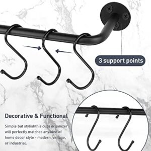 QYINXIU Coffee Mug Wall Rack，Coffee Cup Holder Wall Mounted，Mug Racks for Wall，Mug Wall Rack，Mug Holder Wall，Set of 2, Black (Black)