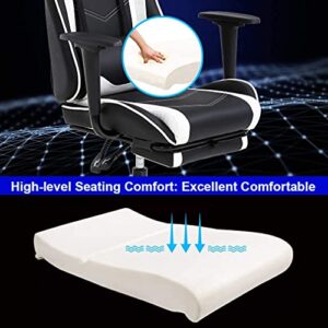 Gaming Chair with Footrest, Ergonomic Office Chair, Adjustable Swivel Leather Desk Chair, Reclining High Back Computer Chair with Lumbar Support and Headrest, Racing Style Video Gamer Chair