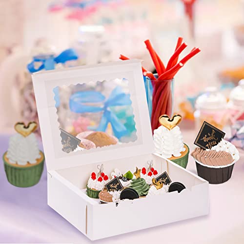 Jucoan 20 Pack Cupcake Boxes 12 Counts White Paper Cupcake Container with Inserts and Window, Bakery Container Cupcake Carrier Holds 12 Cupcake, Muffins, Cookies, Cookies ,Pastries