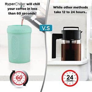 HyperChiller HC2M Patented Iced Coffee/Beverage Cooler, NEW, IMPROVED,STRONGER AND MORE DURABLE! Ready in One Minute, Reusable for Iced Tea, Wine, Spirits, Alcohol, Juice, 12.5 Oz, Mint Blue