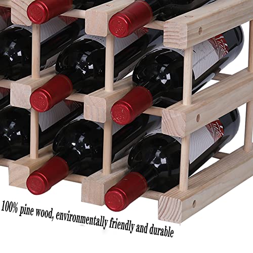 FDHUIJIA Wine Rack Small countertop Cabinet Stackable Storage Wooden freestanding Floor Wine Holder (20 Bottles)