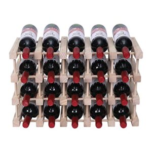 FDHUIJIA Wine Rack Small countertop Cabinet Stackable Storage Wooden freestanding Floor Wine Holder (20 Bottles)
