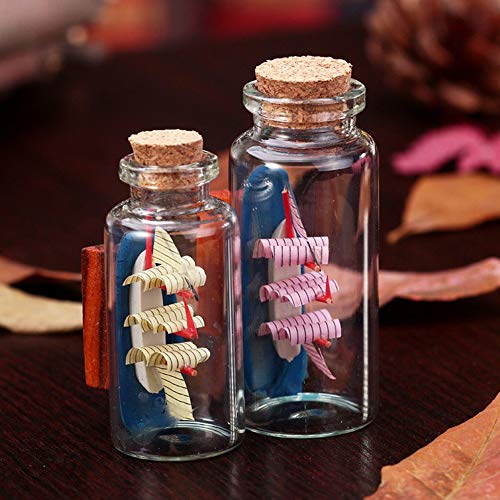 Danmu 30ml 1.18" x 2.75" Mini Glass Bottles, Jars with Wood Cork Stoppers, Tiny Glass Jars, Wishing Bottles, Message Bottle for Wedding Favors, Halloween Decorations, Baby Shower Favors(12Pcs)