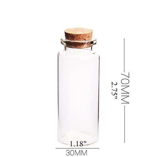 Danmu 30ml 1.18" x 2.75" Mini Glass Bottles, Jars with Wood Cork Stoppers, Tiny Glass Jars, Wishing Bottles, Message Bottle for Wedding Favors, Halloween Decorations, Baby Shower Favors(12Pcs)