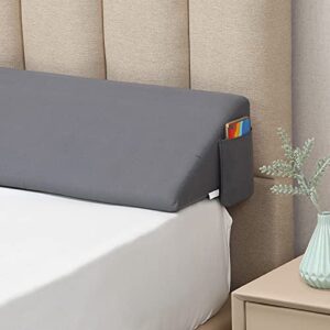 vekkia king size（76″x10″x6″） bed wedge pillow/headboard pillow/mattress wedge,gap filler to close the gap (0-6″) between headboard and mattress （gray）