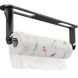 ayybboo paper towel holder,under cabinet paper towel holder,alloy steel foldable wall mounted towel large roll adhesive bag holder with adhesive and screw for kitchen,pantry,bathroom 13.8in(black)
