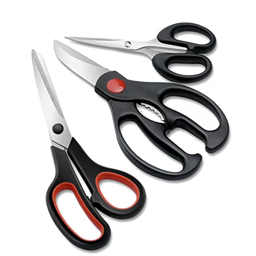 Kitchen Scissors, Heavy Duty Meat Scissors Poultry Shears, Dishwasher Safe Food Cooking Scissors Stainless Steel Utility Shears, 3-Pack